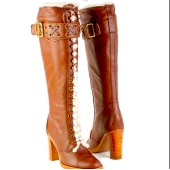 Coach Reece Knee high shearling leather boots - Picture 1 of 8
